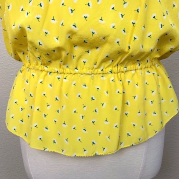JOIE Yellow 100% Silk Nicosia Print Peplum Blouse - Picture 5 of 7